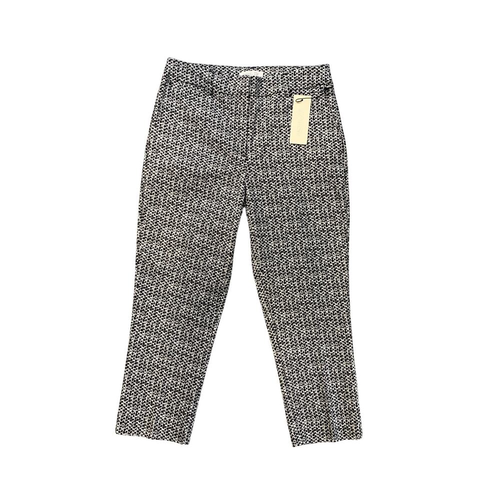 Rachel Zoe Pants Womens 6 Black White Cotton Blend Stretch Crop Textured Print